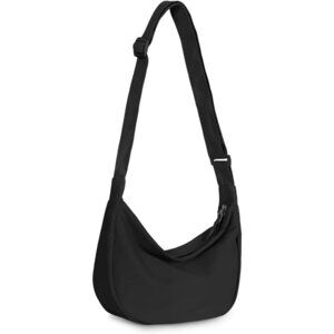 Small Sling Crossbody Bag for Women and Men Mini Crescent Nylon Bag with Zippers